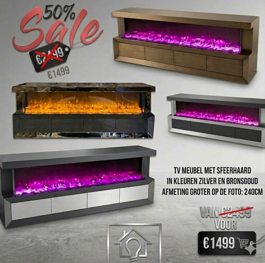 Luxe TV-Meubel Santo 240cm NIEUW IN DOOS, Huis en Inrichting, Ophalen, Nieuw, Glas, 200 cm of meer