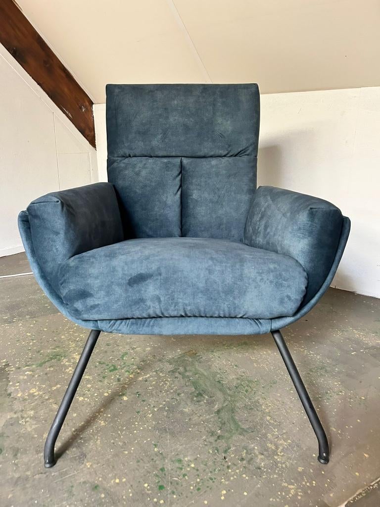 Blauwe Fauteuil – (2 stuks beschikbaar), Ophalen, Nieuw, 75 tot 100 cm, Landelijk
