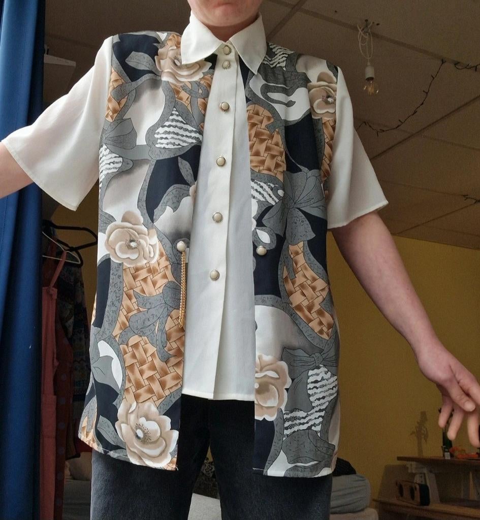 Vintage Blouse Overhemd Maat M - Uniek Design, Ophalen of Verzenden, Gedragen, Maat 38/40 (M), Overige kleuren