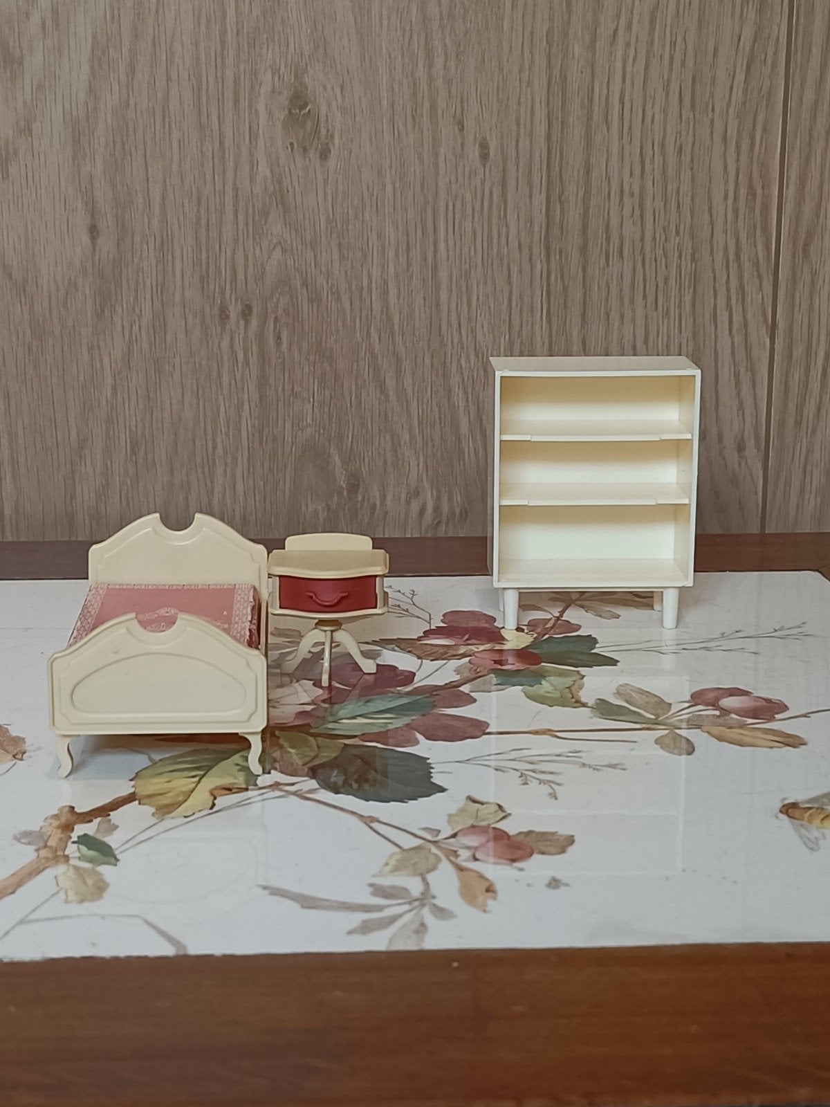 Vintage slaapkamer set poppenhuis jaren '60 (Lundby formaat), Ophalen of Verzenden, Gebruikt, Poppenhuis
