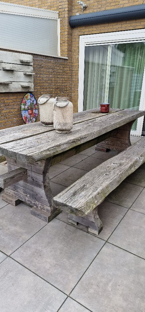 Grote picknicktafel 3 meter, Ophalen, Gebruikt, Rechthoekig, Hout