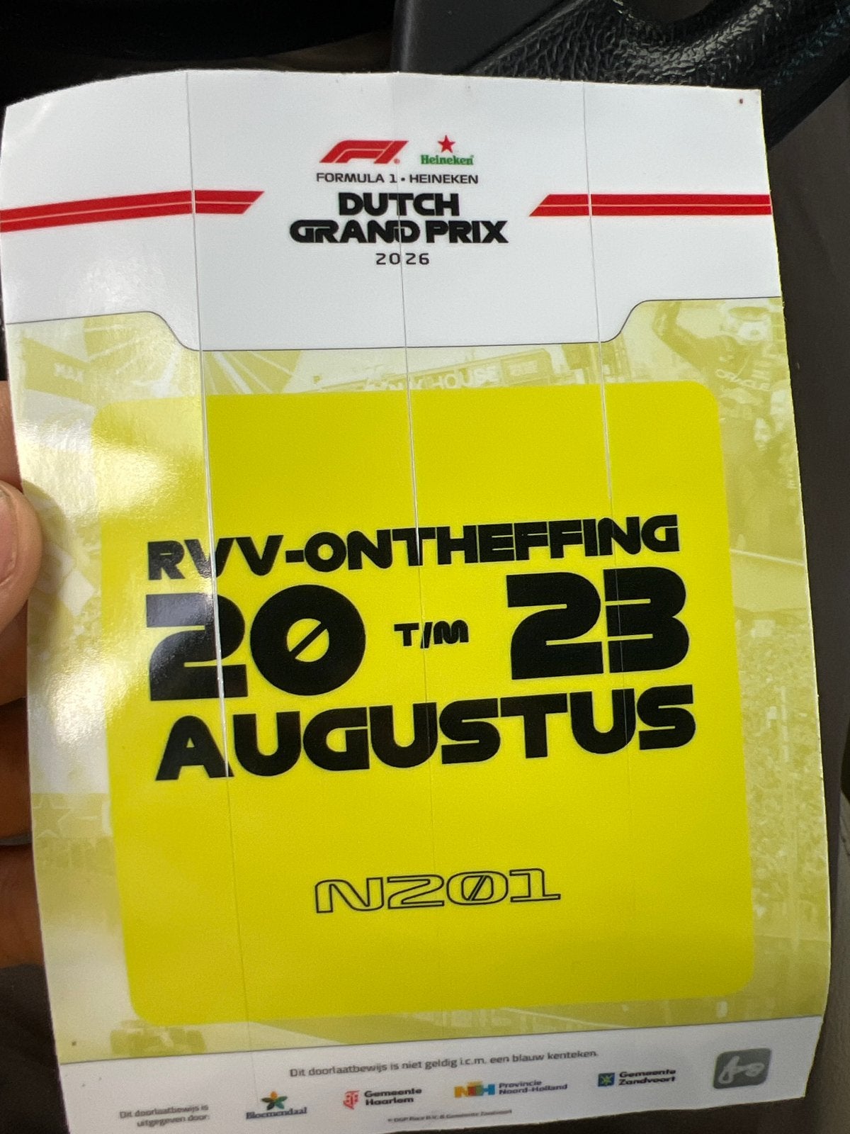 parkeerplaats in zandvoort f1, Tickets en Kaartjes