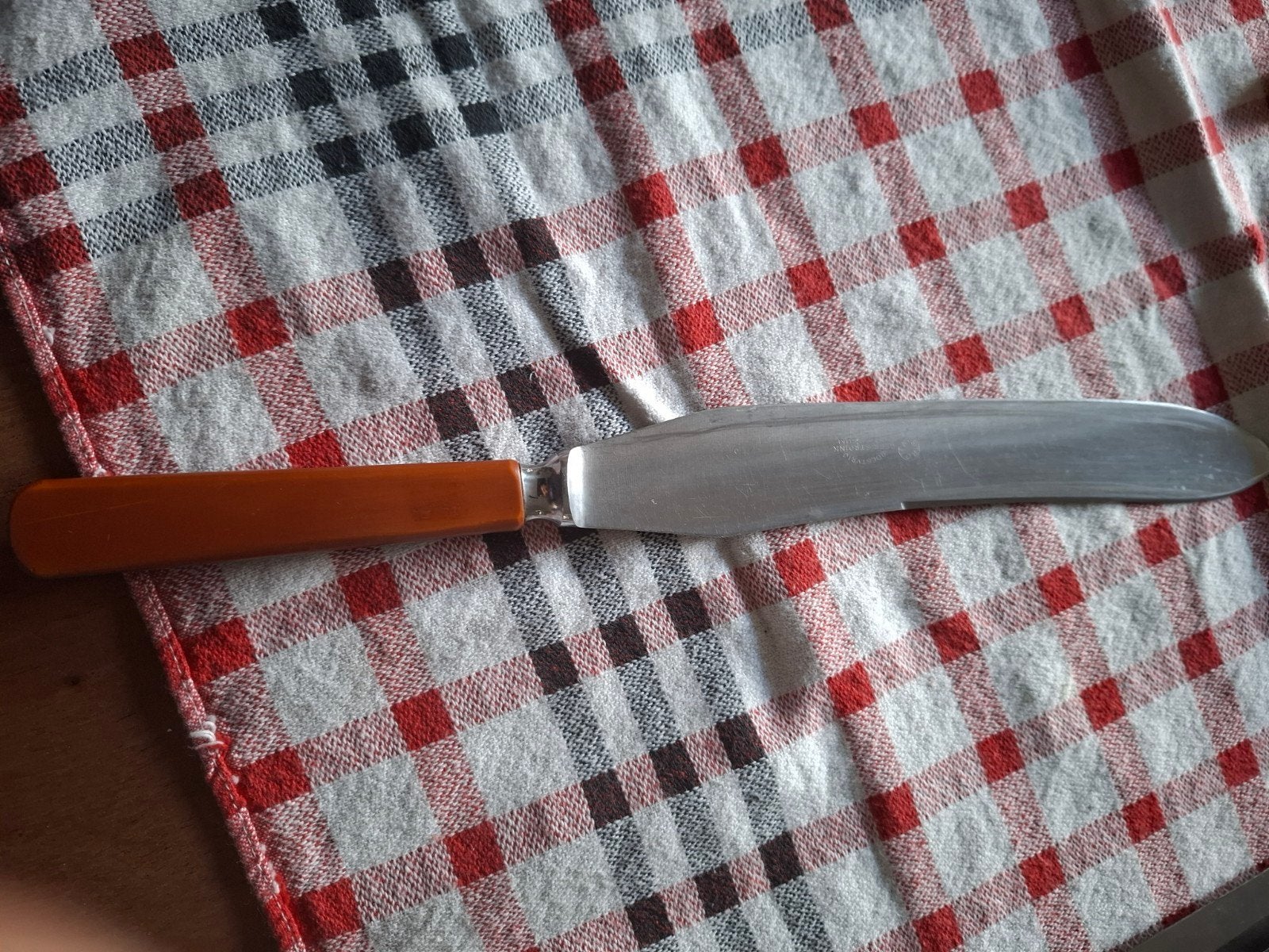 Vintage Roestvrij Stronk botermes met bakelieten handvat, Ophalen of Verzenden