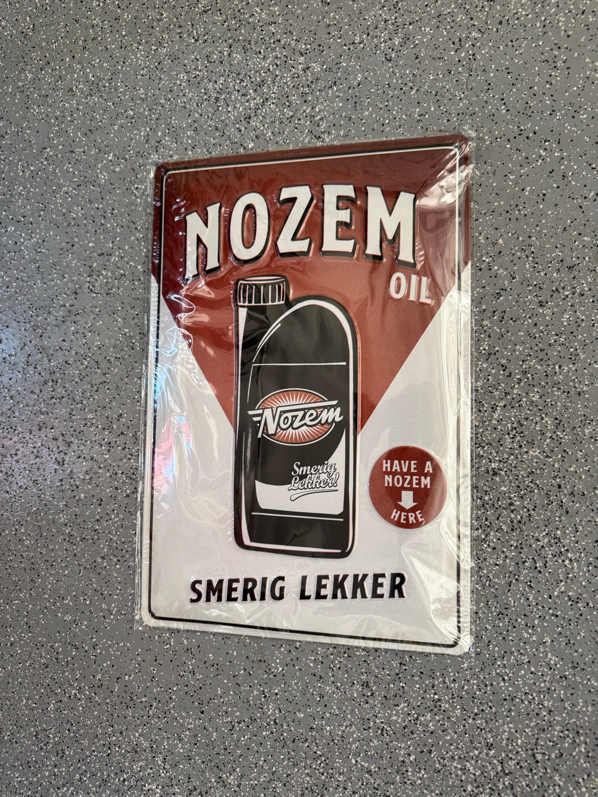 Nozem Oil Reclamebord - Smerig Lekker, Ophalen of Verzenden, Nieuw, Reclamebord