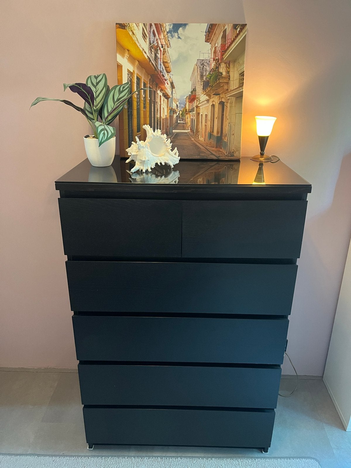 IKEA Kast met 6 Lades en Glasplaat - 80x48x123cm, Huis en Inrichting, Kasten | Ladekasten, Ophalen, Gebruikt, 5 laden of meer