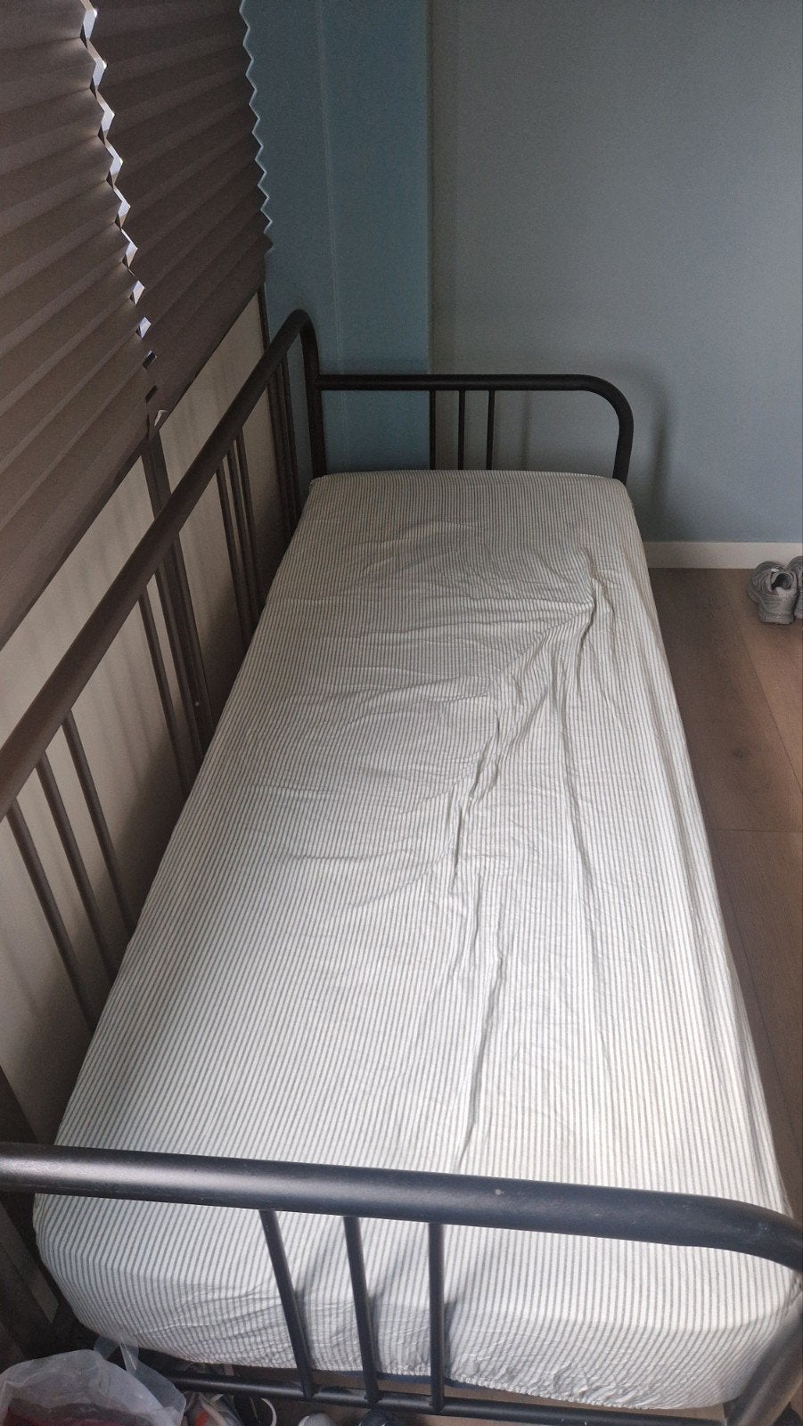 Zwart metalen slaapbank/bedbank - IKEA Hemnes stijl, Ophalen, Eenpersoons, Zwart, 200 cm