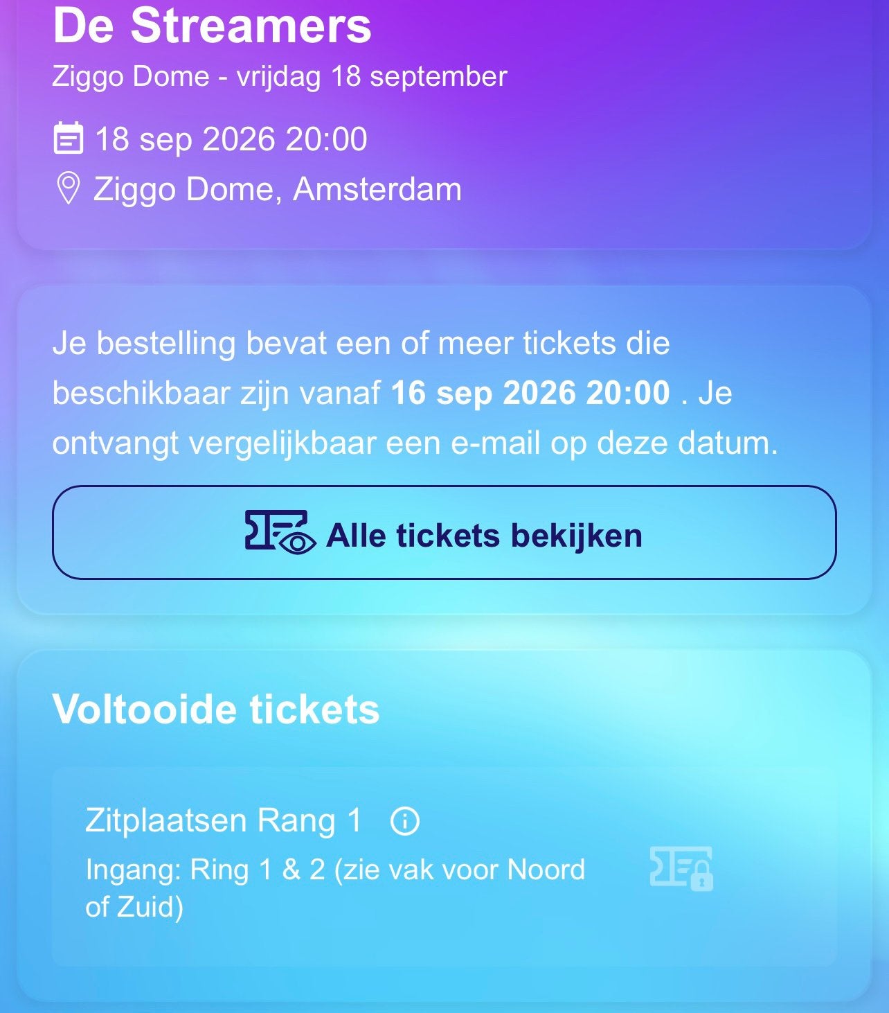 2 kaartjes the streamers zitplaatsen 1e rang, Twee personen