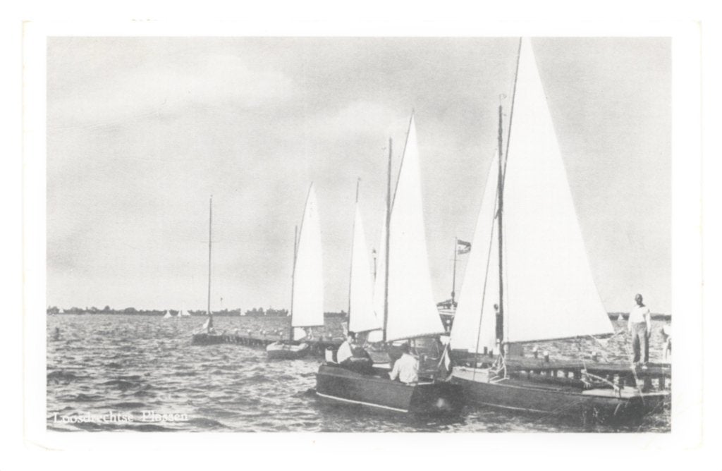 940011	Loosdrecht	Plassen	NH Zeilboot	1950	Gelopen, Ophalen of Verzenden, 1940 tot 1960, Gelopen, Noord-Holland
