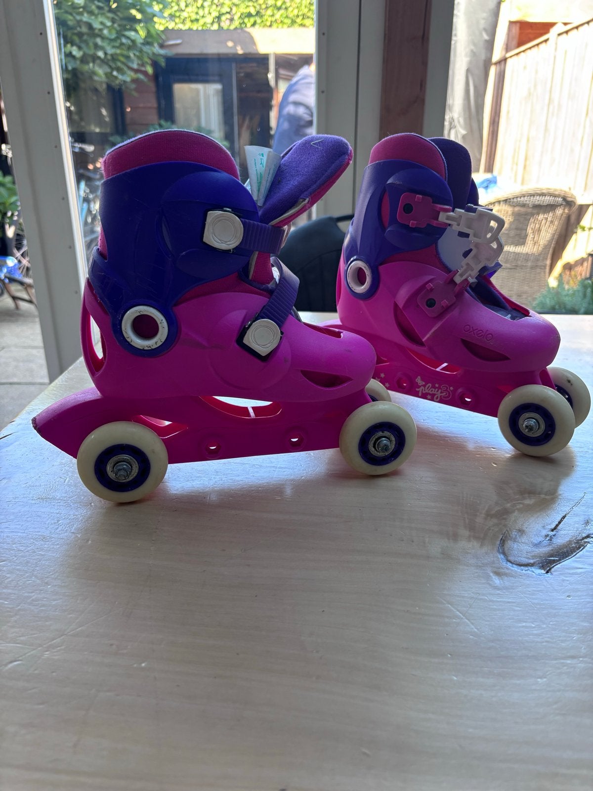 Roze Oxelo Play 3 rolschaatsen, verstelbaar maat 28-30, Kinderen en Baby's, Ophalen, Verstelbaar, Gebruikt, Kinderen