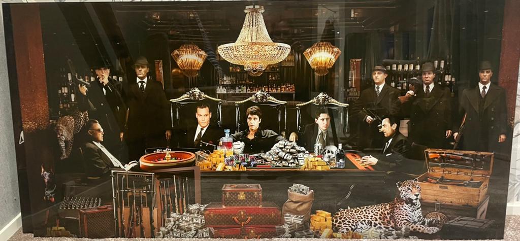 Glasschilderij Gangster Kunstwerk - Luxe en Macht, Ophalen, 125 cm of meer, 75 cm of meer, Print