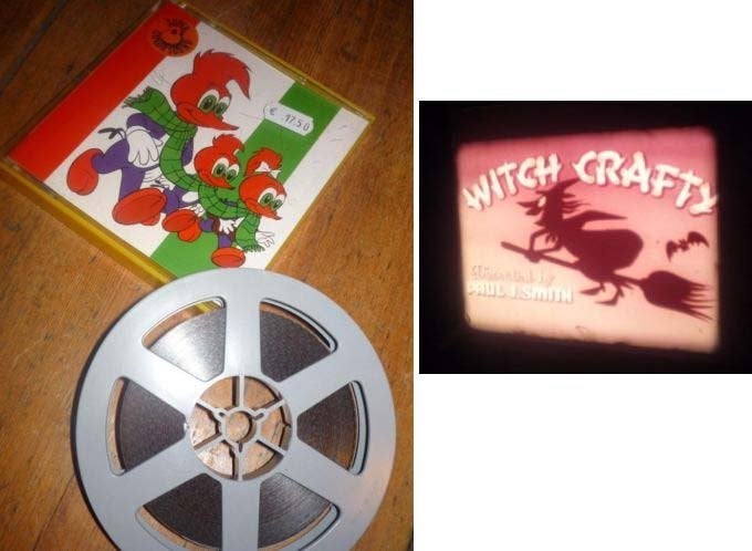 8mm film Woody Woodpecker "Witch Crafty" - kleur - geluid, Audio, Tv en Foto, Filmrollen, Ophalen of Verzenden, 8mm film