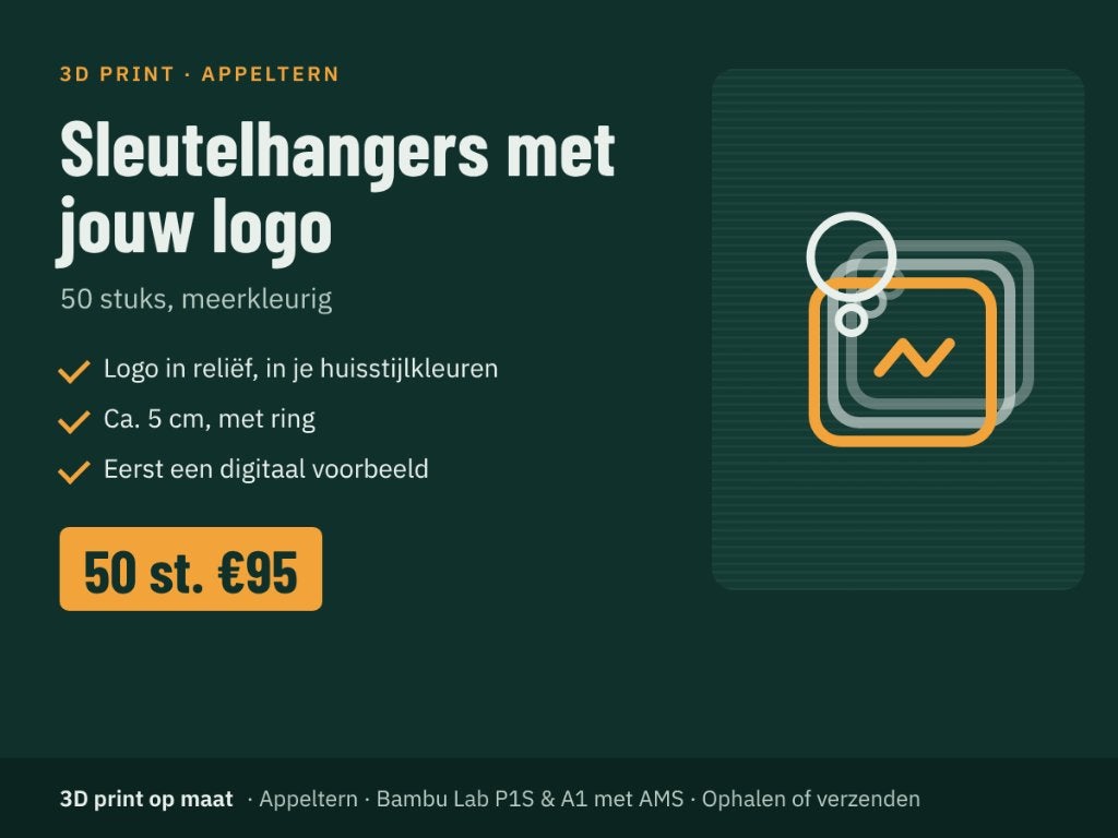 Sleutelhangers met bedrijfslogo – 50 stuks meerkleurig, Ophalen of Verzenden, Nieuw