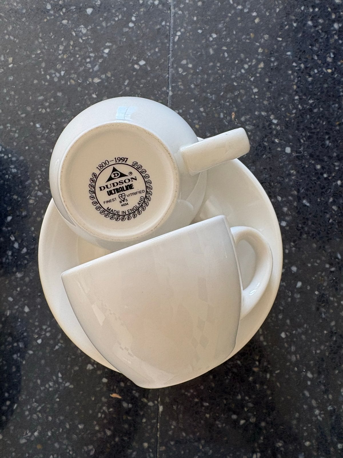 Dudson Ultraline Kop en Schotel - Wit Porselein, Ophalen, Overige merken, Klassiek, Zo goed als nieuw