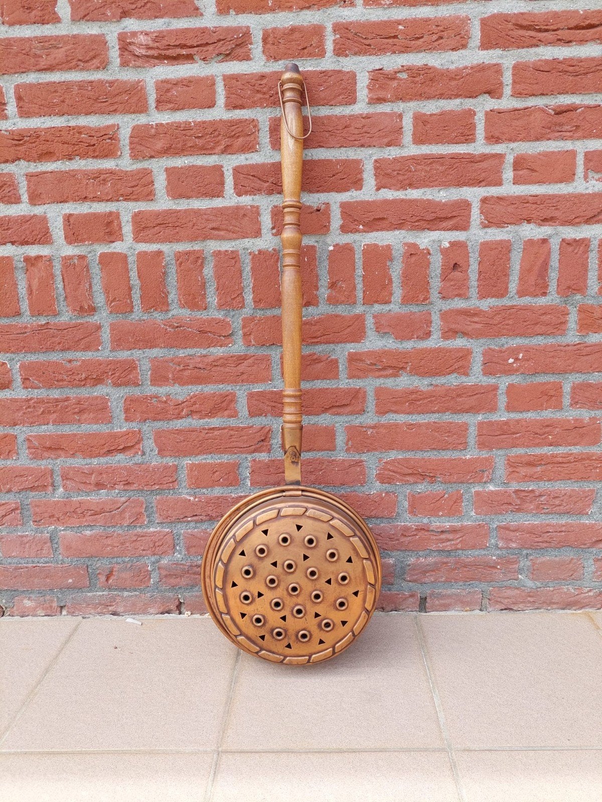 Antieke Koperen Bedwarmer met Houten steel, Ophalen of Verzenden, Koper