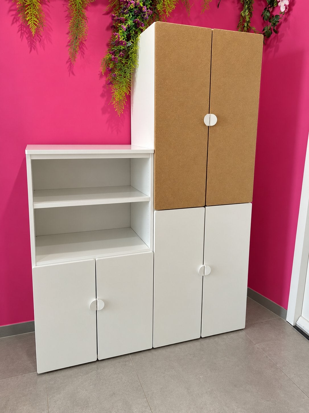 IKEA Platsa Småstad kledingkast wit met kurkdeuren, Ophalen, Kast, 50 tot 70 cm, 105 cm of meer