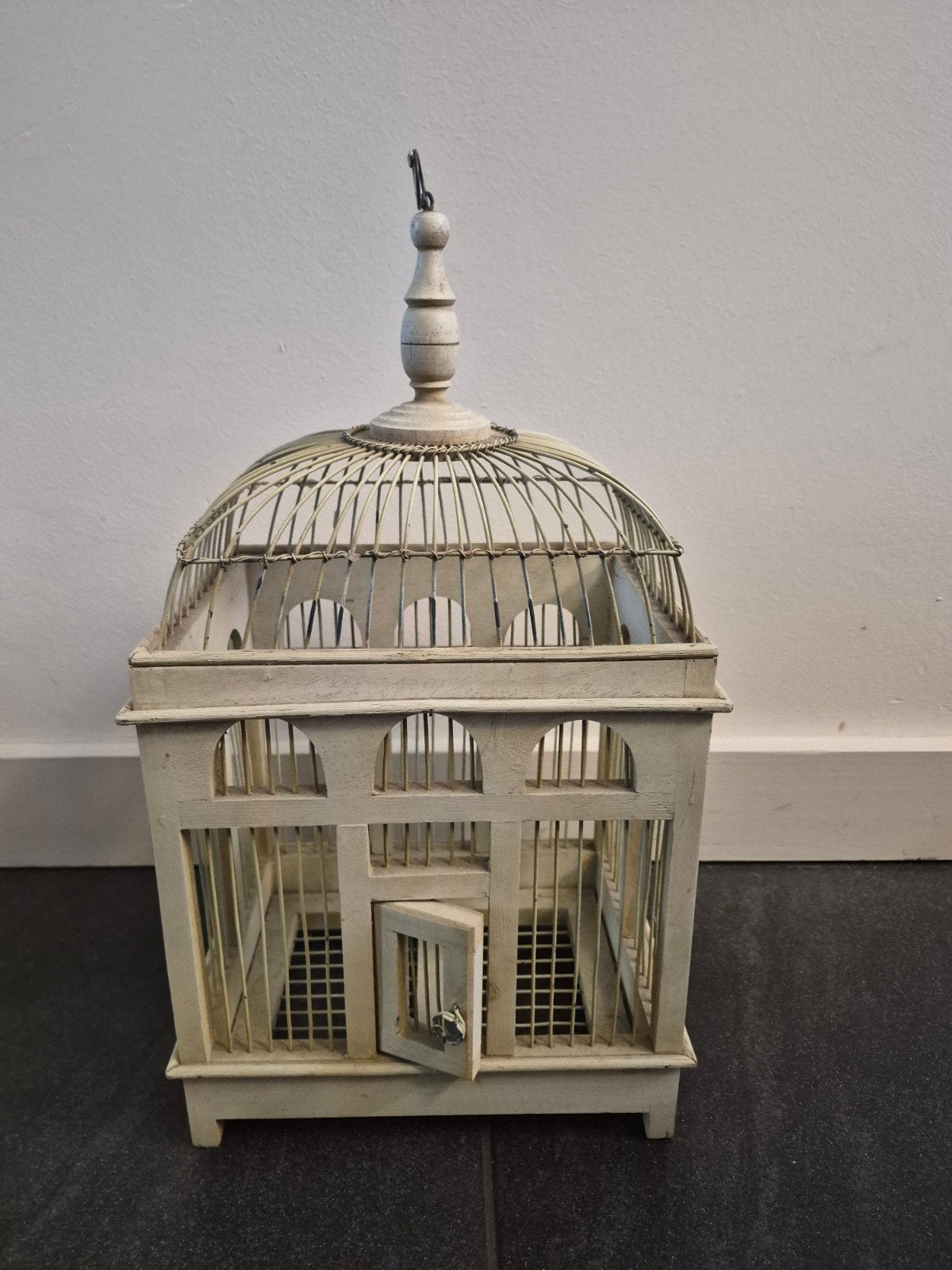 Vintage decoratieve vogelkooi - Crème wit, Ophalen of Verzenden