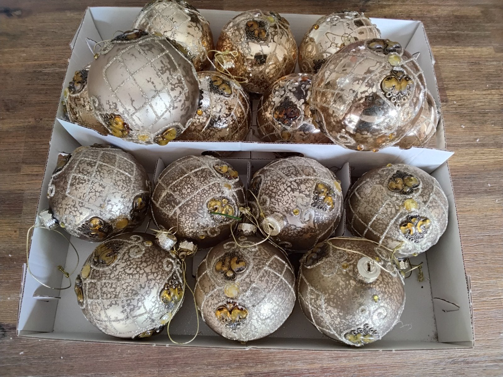 Kersballen van Glas Brons kleurig., Diversen, Ophalen of Verzenden, Gebruikt