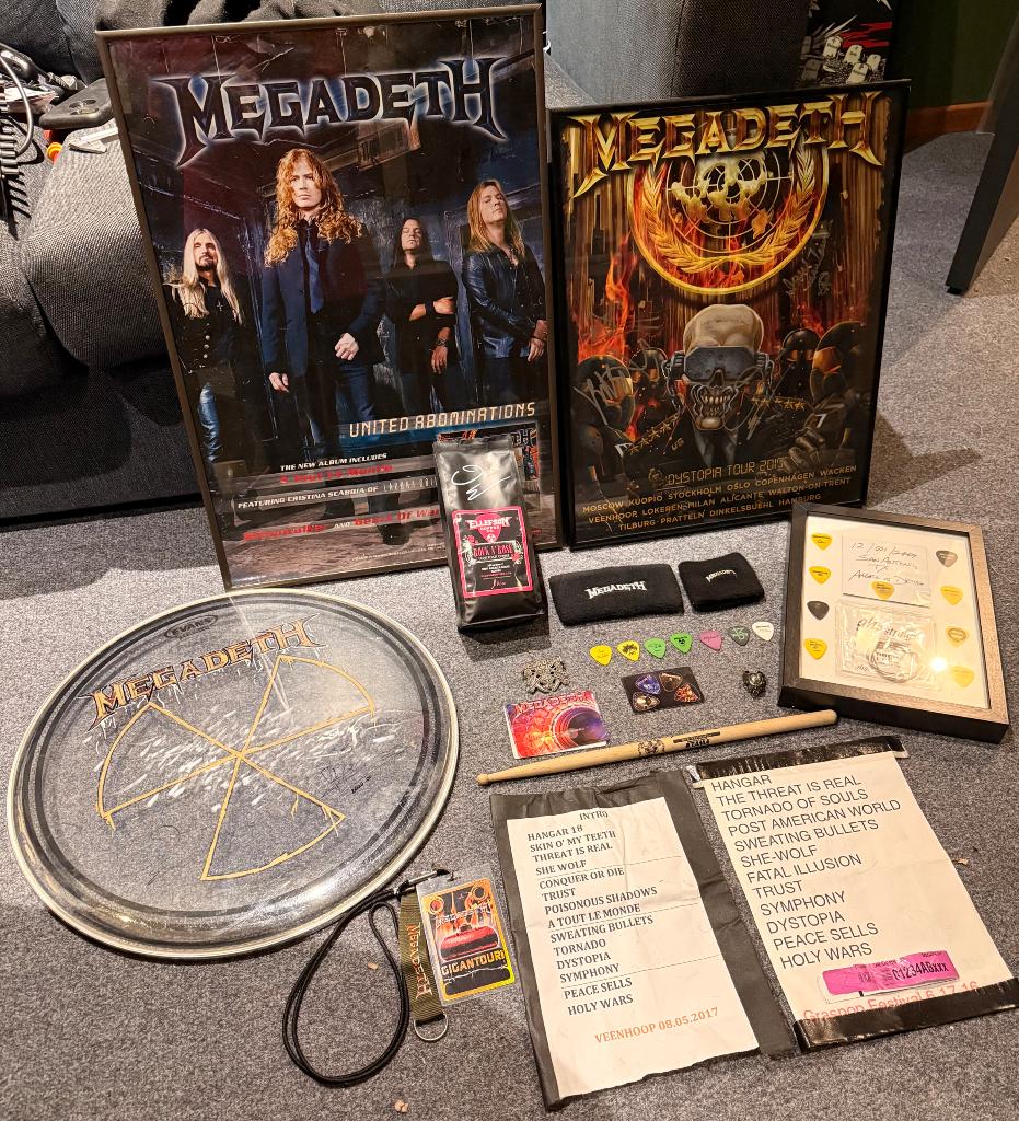 Grote Megadeth als lot TE KOOP!, Ophalen, Zo goed als nieuw, Poster, Artwork of Schilderij, Gesigneerd