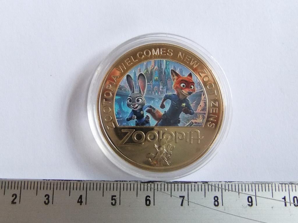 goudkleurige zootopia munt in doosje 4cm, Verzenden, Buitenland, Munten