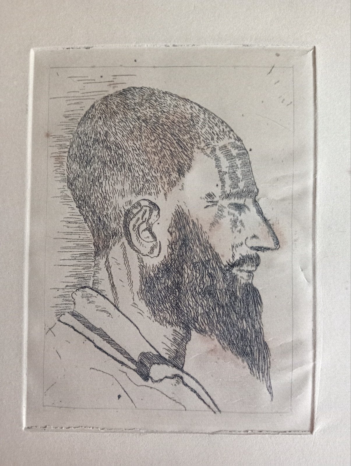 Ets man met baard 20e eeuw., Antiek en Kunst, Kunst | Etsen en Gravures, Ophalen of Verzenden