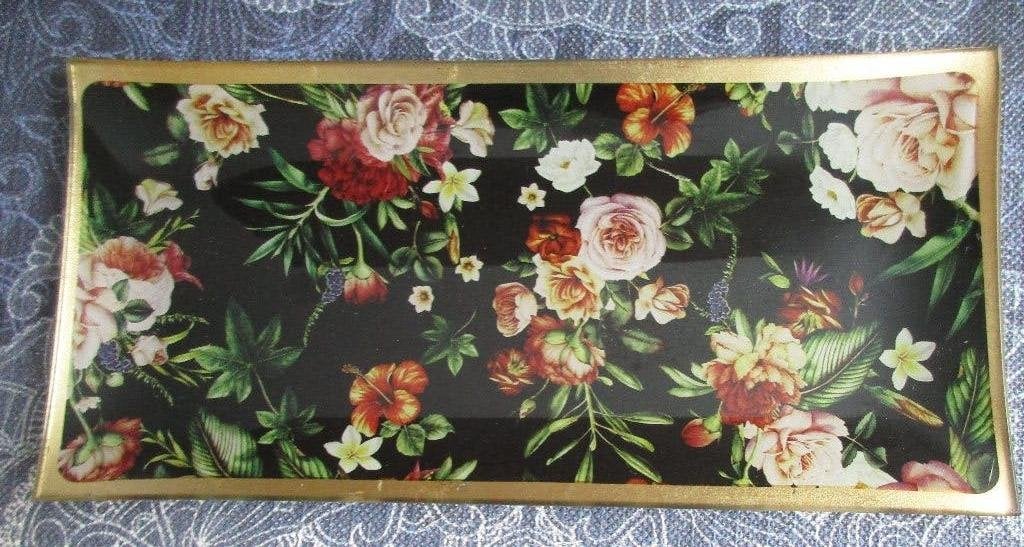 heel mooi schaaltje / presenteerblaadje / zwart gebloemd, Overige typen, Ophalen of Verzenden, Zo goed als nieuw