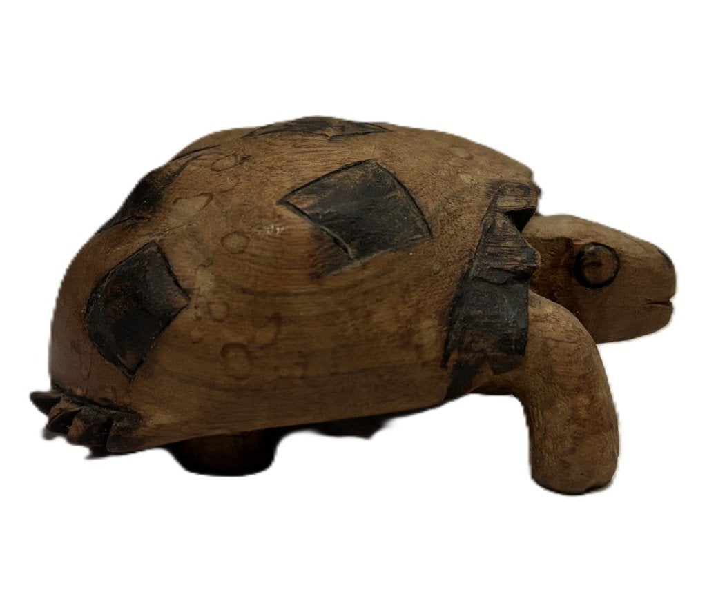 Handgesneden houten schildpad beeldje, Ophalen of Verzenden, Gebruikt, Dier