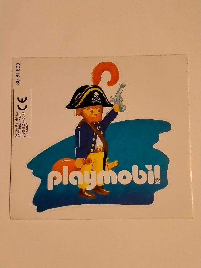 Playmobil piraat piraten vintage logo speelgoed sticker, Ophalen of Verzenden, Gebruikt, Overige typen