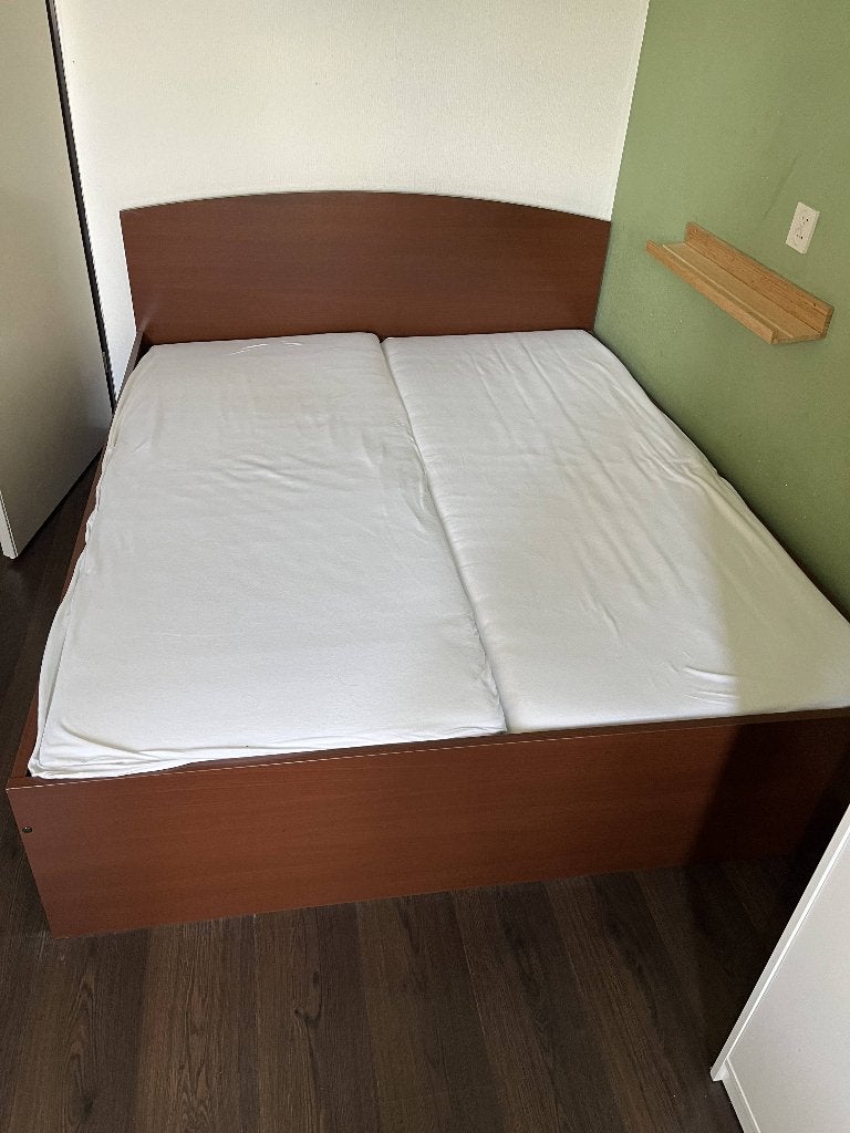 2 persoons bed, Ophalen, Bruin, Tweepersoons, 200 cm
