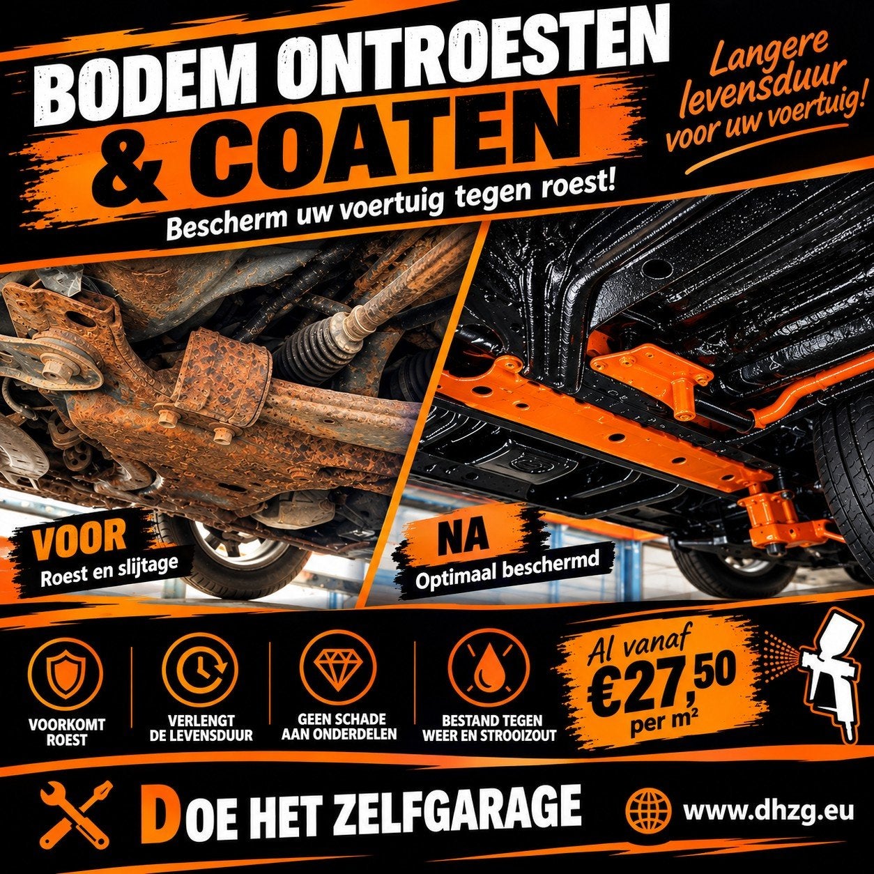 Bodem ontroesten & coaten - Bescherm uw voertuig!, Ophalen of Verzenden