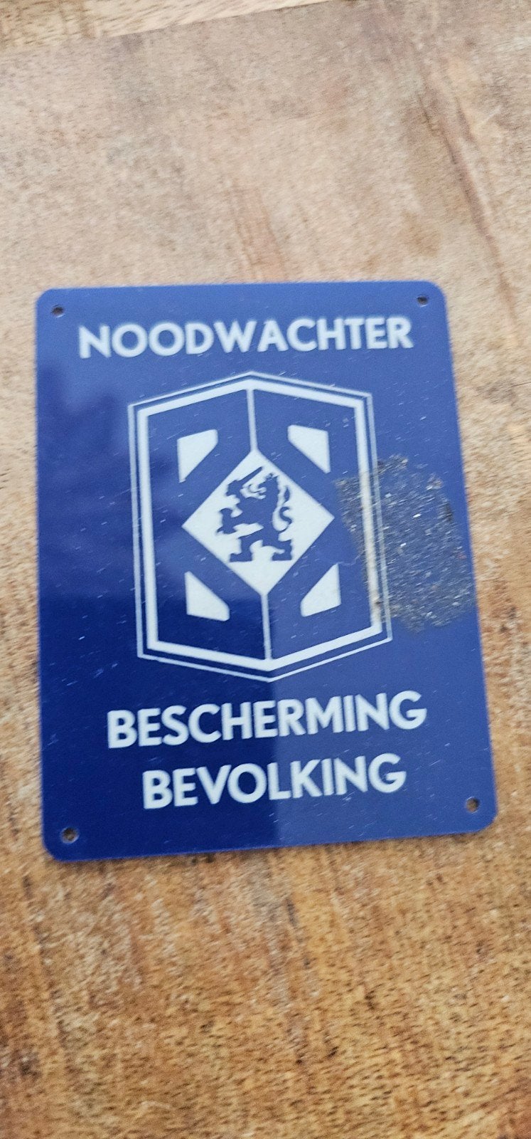 Noodwachter Bescherming Bevolking Kunststof Bordje, Verzamelen, Ophalen of Verzenden