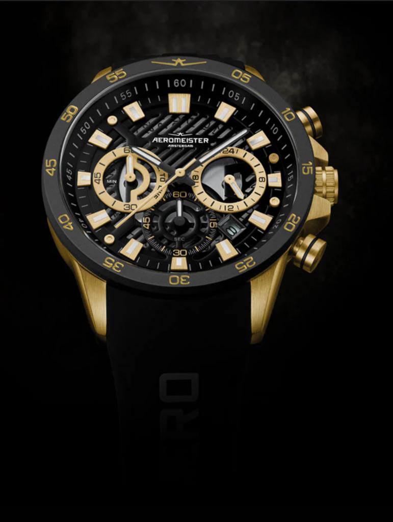 Originele Aeromeister Driver AM5106 Chronograaf Horloge, Staal, Polshorloge, Kunststof, Zo goed als nieuw