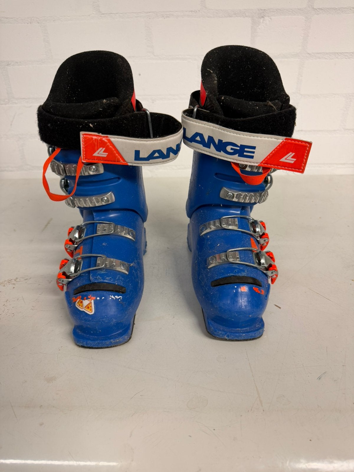 Lange RSJ 60 kinderskischoenen maat 19.5 – blauw/oranje, Overige merken, 100 tot 140 cm, Schoenen, Ophalen of Verzenden