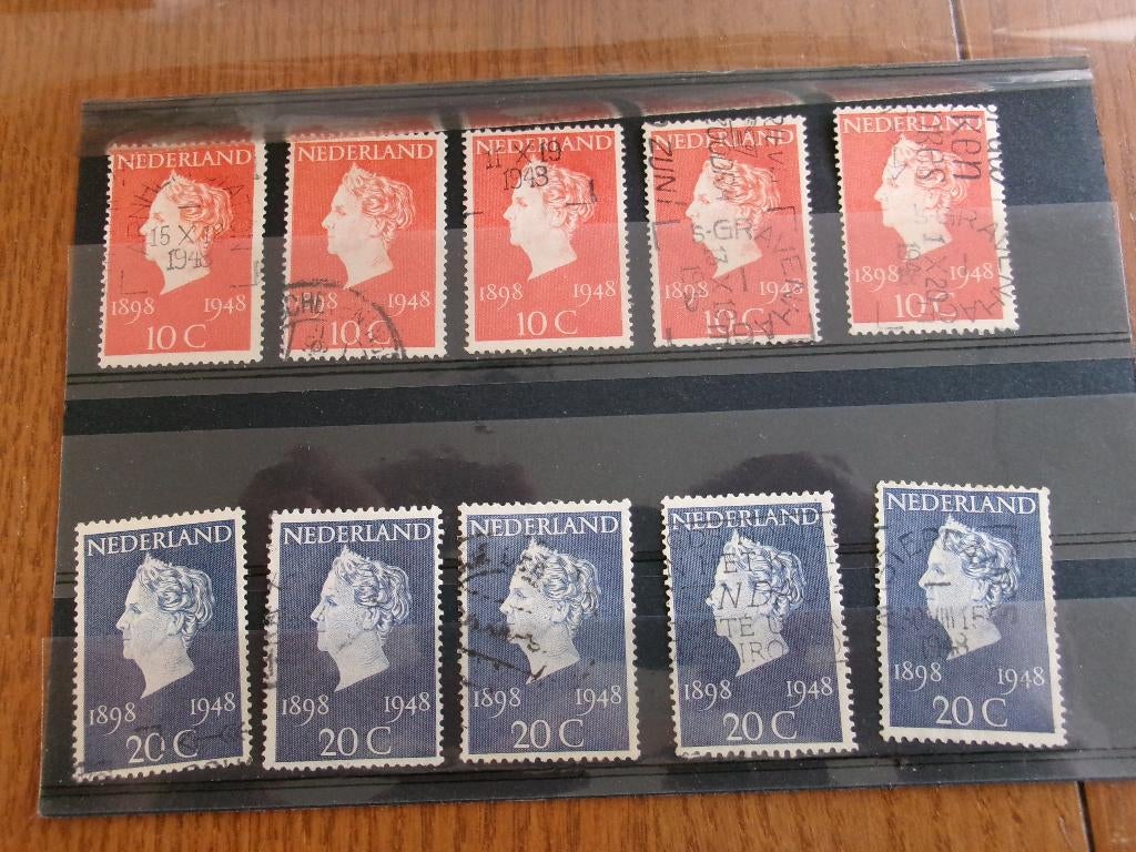 1948 - 5 set koningin wilhelmina (127b), Postzegels en Munten, Postzegels | Nederland, Verzenden, Gestempeld