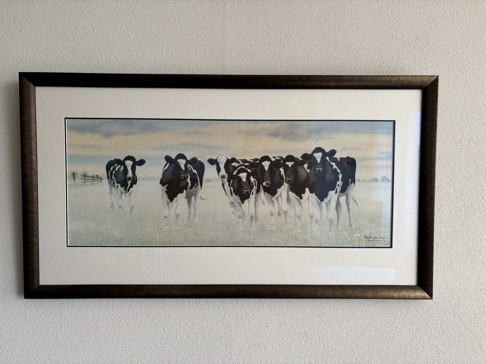 Koeien in de Wei Wiebe van der Zee  Grote lijst 120 x 66 cm, Huis en Inrichting, Woonaccessoires | Schilderijen, Tekeningen en Foto's
