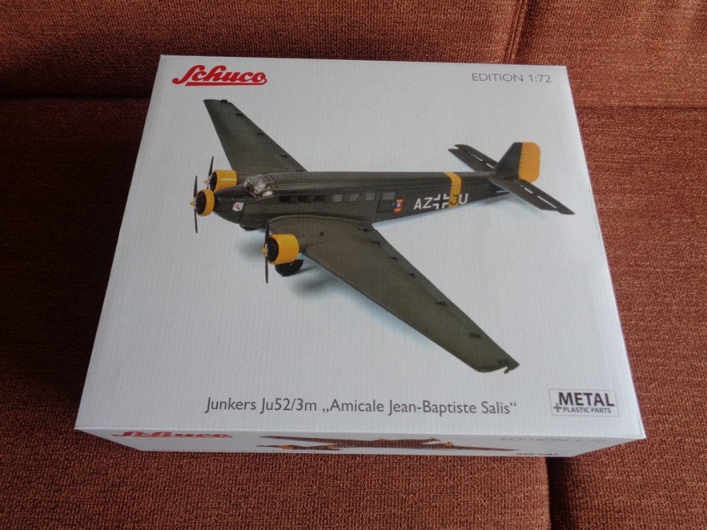 Schuco Junkers JU52/3m, Amicale Jean-Baptiste Salis Plane, Ophalen of Verzenden, Zo goed als nieuw, Schaalmodel