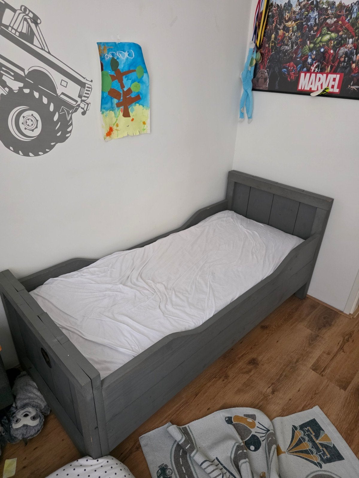 Steigerhouten bed 170cm x 80cm, incl matras en lattenbodem, Kinderen en Baby's, Kinderkamer | Bedden, 70 tot 85 cm, Zo goed als nieuw