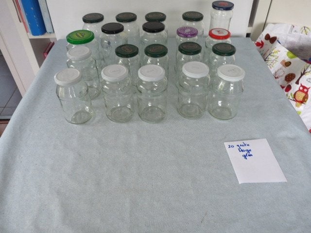 20 Hoge glazen potten met schroefdeksel voor jam inmaak, Pot, Bus of Blik, Ophalen of Verzenden, Vaatwasserbestendig, Glas
