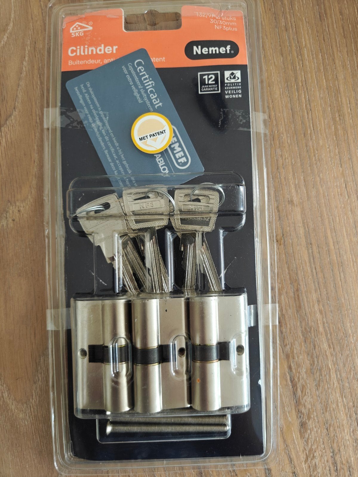 Nemef veiligheid cilinder 3 stuks Skg 3, Ophalen of Verzenden, Nieuw, Slot