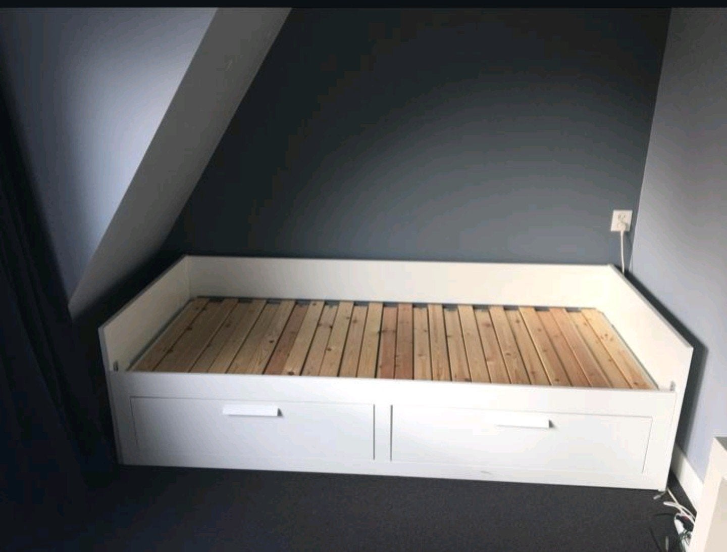 Ikea brimnes bedbank met uitschuifbed, Ophalen, Gebruikt, Eenpersoons, Wit