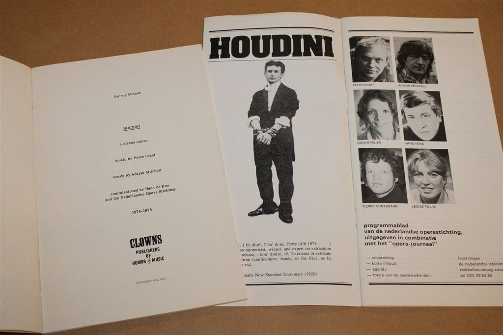 Houdini — Libretto Circusopera van Peter Schat 19787, Ophalen of Verzenden, Gelezen, Artiest