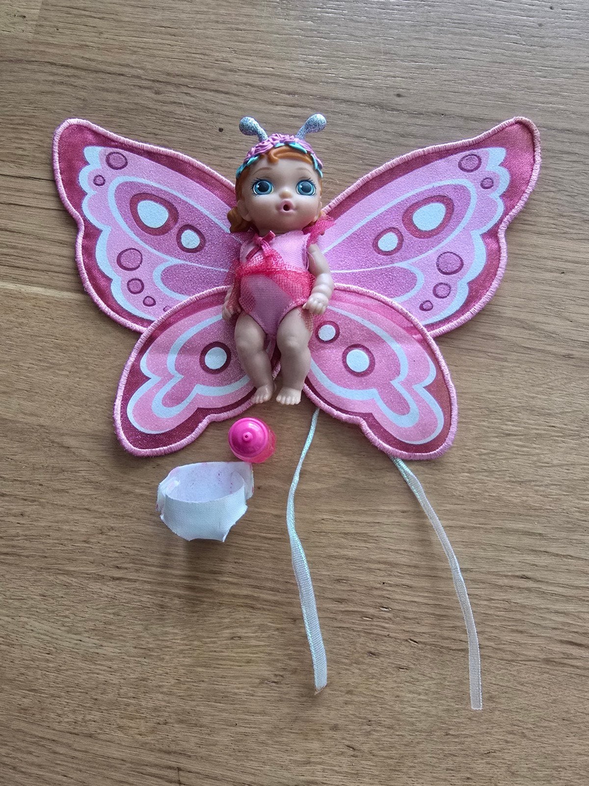 Mini Baby Born popje met vleugels en accessoires, Ophalen of Verzenden, Gebruikt, Babypop