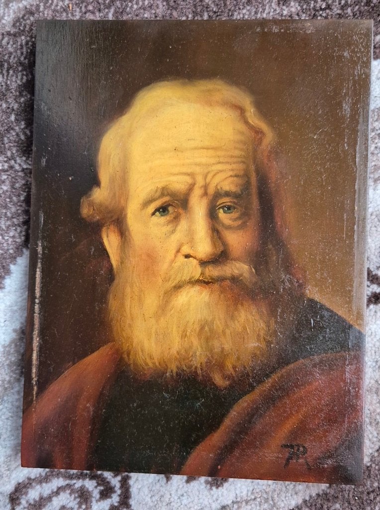 Antieke portret van een statige man., Paneel, Portret of Personen, Ophalen of Verzenden, Olieverf