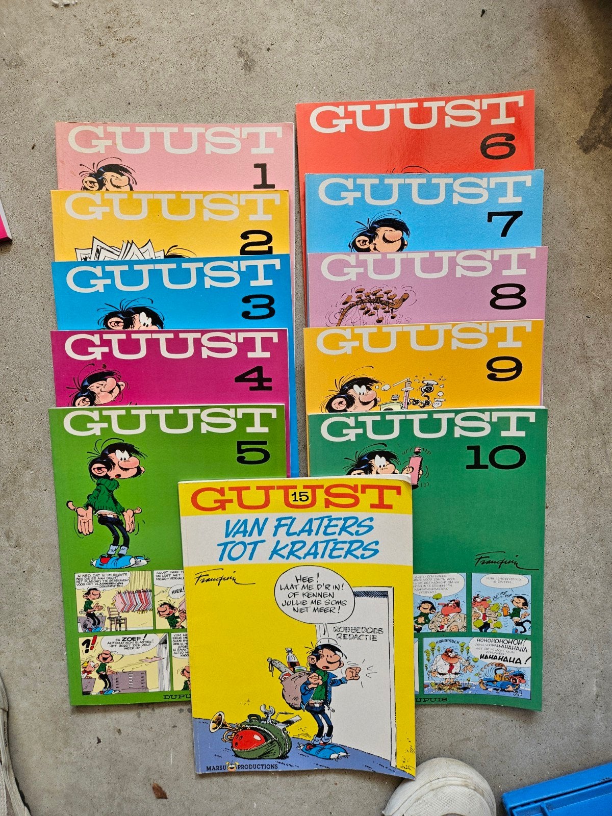 Guust Flater stripboeken - Complete serie 1-10 + deel 15, Meerdere stripboeken, Ophalen of Verzenden, Gelezen, Franquin