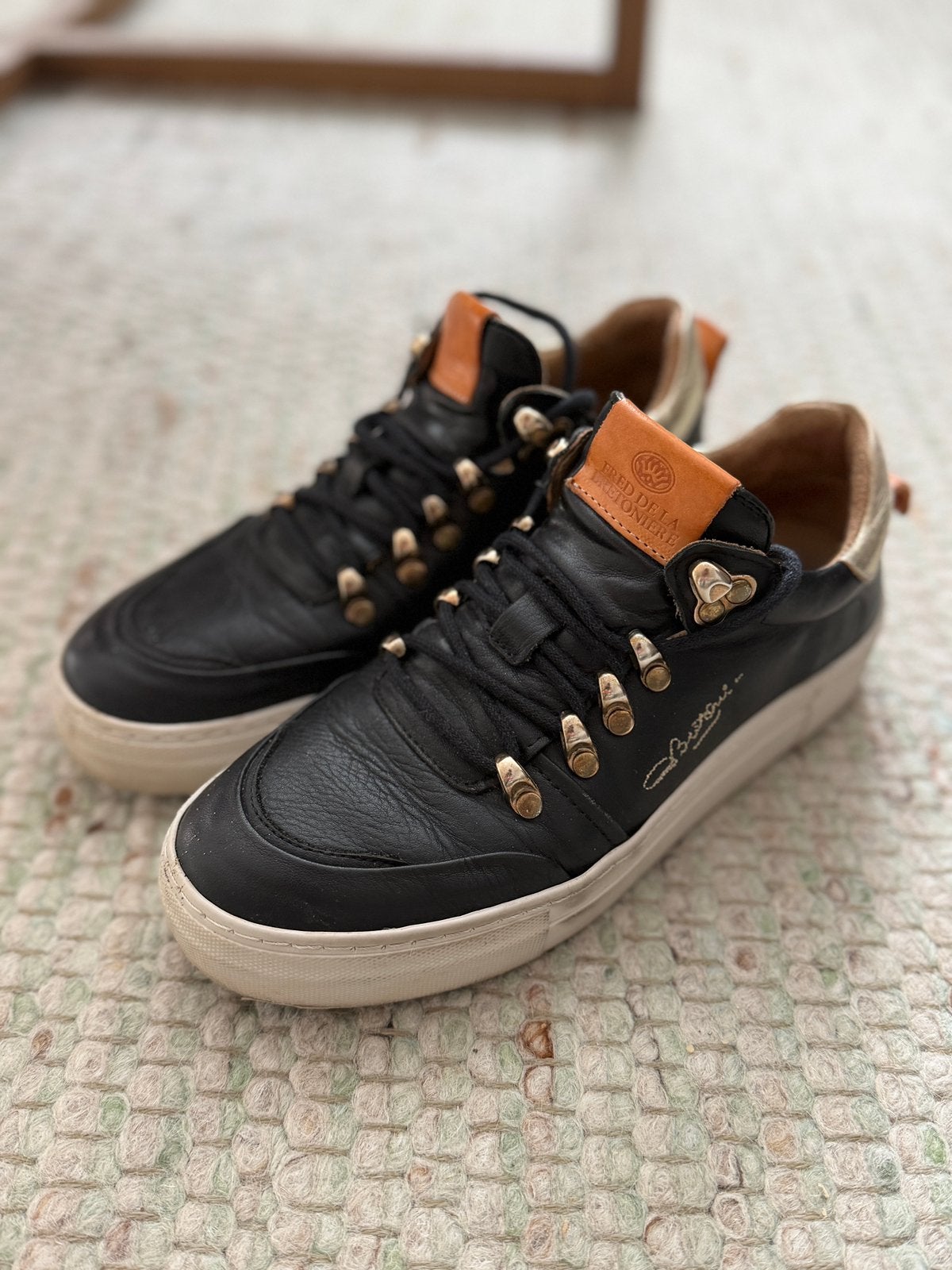 Fred De La Bretoniere leren sneakers maat 36 zwart ZGAN, Ophalen of Verzenden, Zo goed als nieuw, Zwart, Sneakers of Gympen