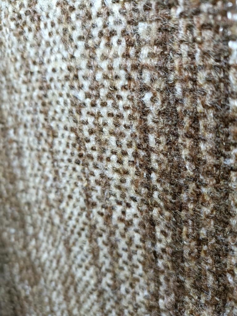 Vintage bruin beige grof geweven linnen ? gordijn (KG15), Ophalen of Verzenden, Gebruikt, Overige kleuren, 100 tot 150 cm