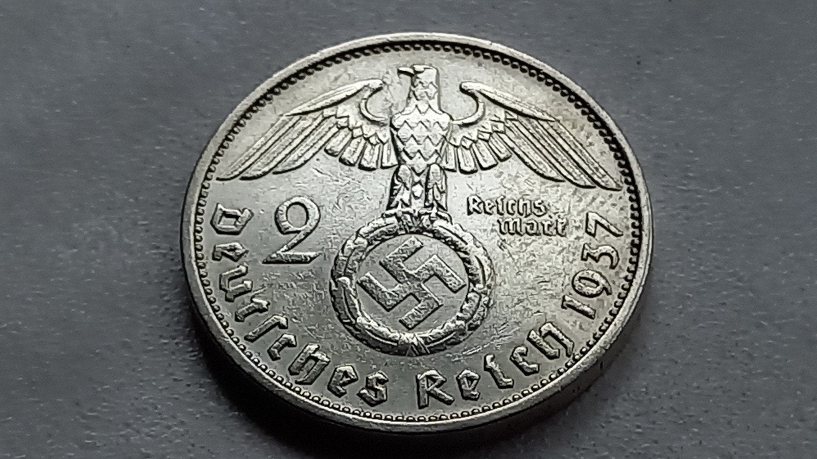 WO2 2 Reichsmark 1937F zilver nazi duitsland, Ophalen of Verzenden, Duitsland, Losse munt, Zilver