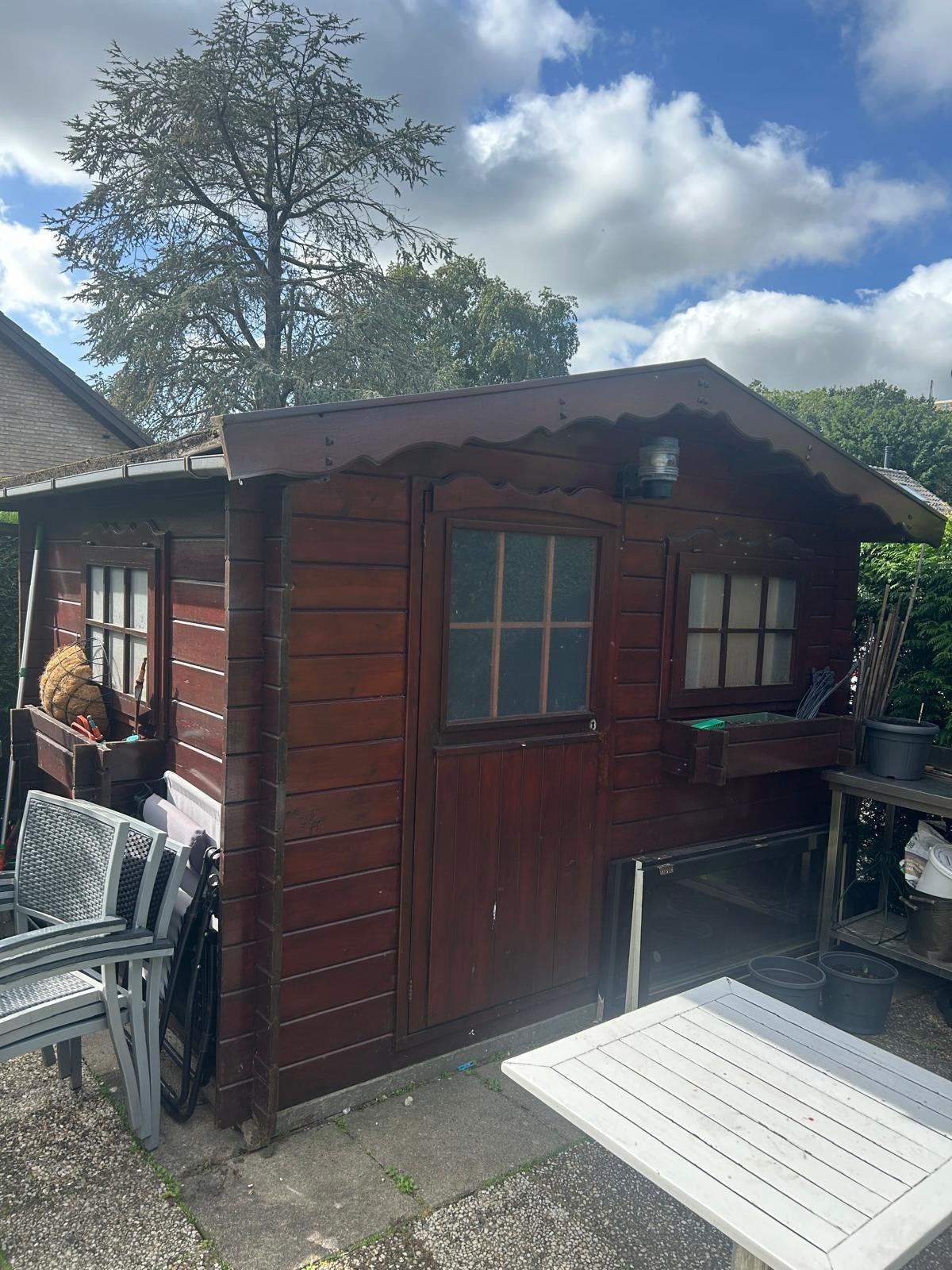 Charmanten houten tuinhuis/blokhut, Tuin en Terras, Ophalen, 250 tot 500 cm, Hout, 200 tot 400 cm