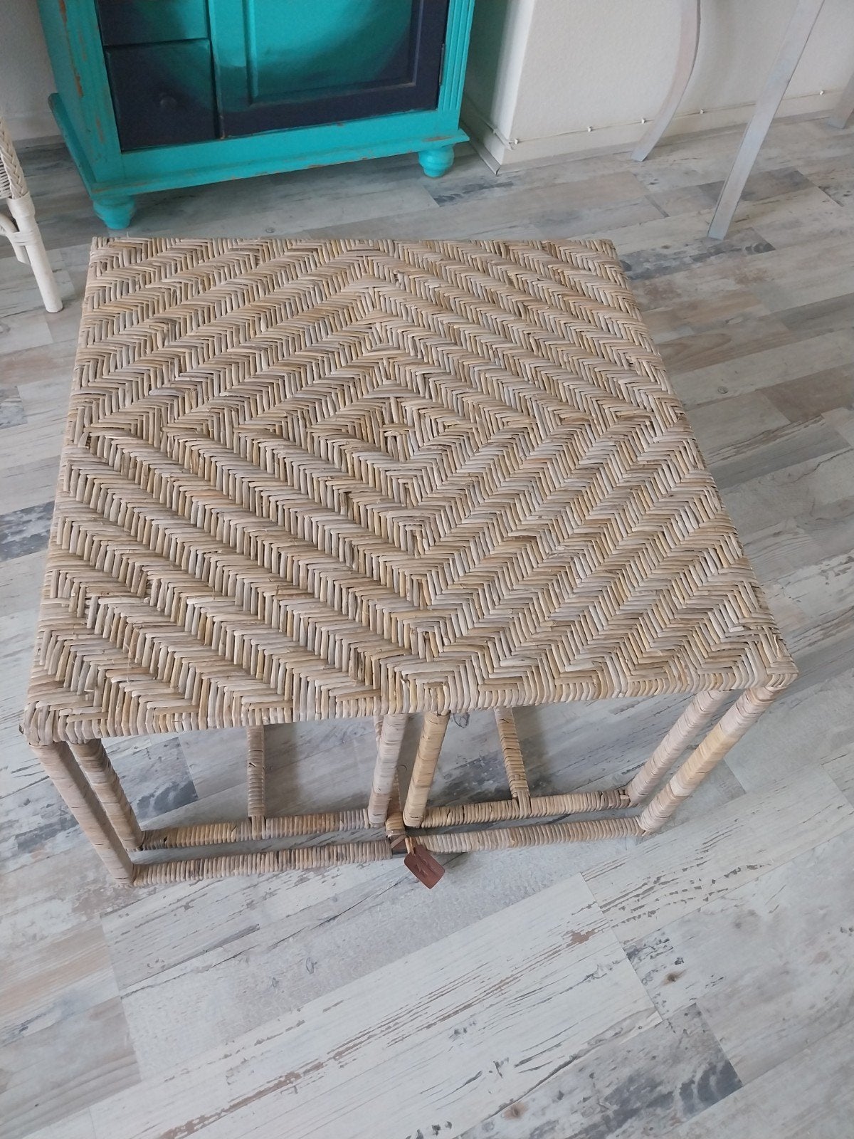 Riviera Maison Rattan Salontafel met 2 Poefjes, Ophalen, 50 tot 100 cm