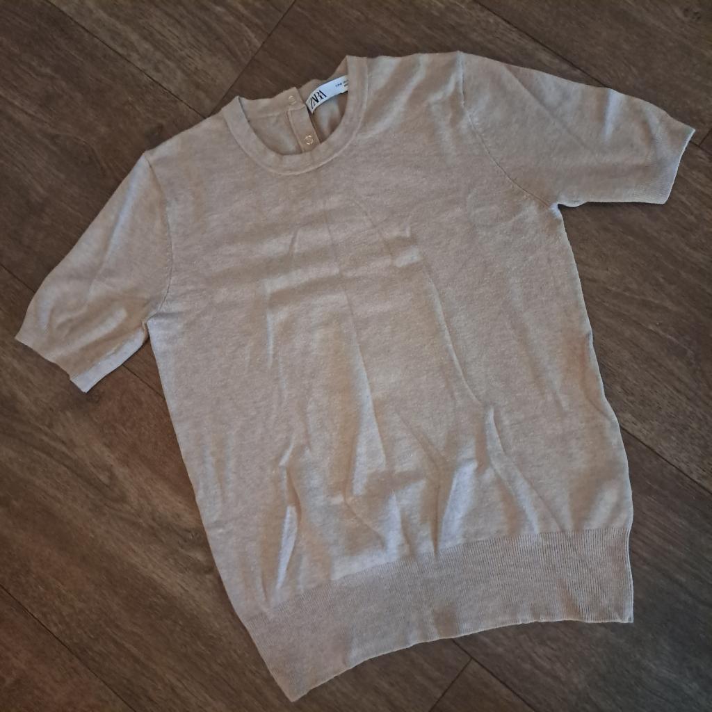 beige korte mouwen truitje mt. S/M, Beige, Ophalen of Verzenden, Zo goed als nieuw, Maat 36 (S)
