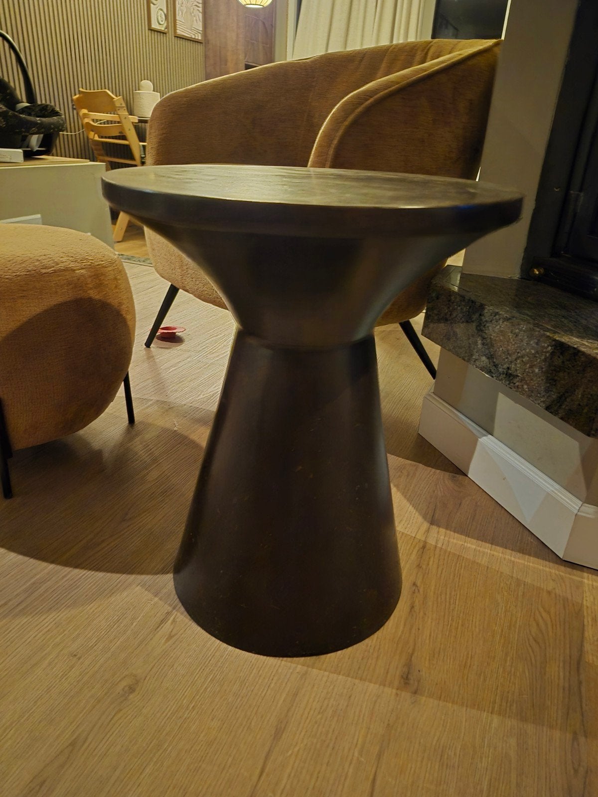 WOOOD bijzettafel Diaz diabolo brons metaal, Minder dan 55 cm, Gebruikt, Modern, Industrieel, Metaal of Aluminium